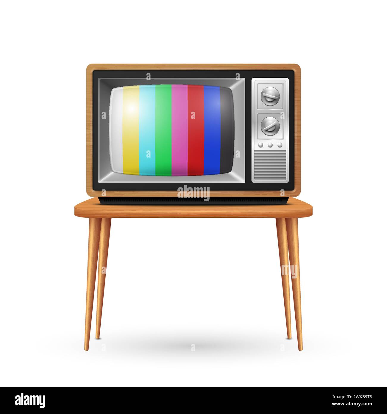 Vector 3D Realistic Retro TV Set isoliert. Home Interior Design-Konzept mit Vintage-Fernseher in Vorderansicht. Klassischer Retro-TV-Receiver Stock Vektor