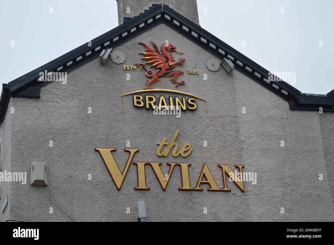 Brains Pub The Vivian in Sketty, Swansea, Wales, Großbritannien. März 2023. Stockfoto