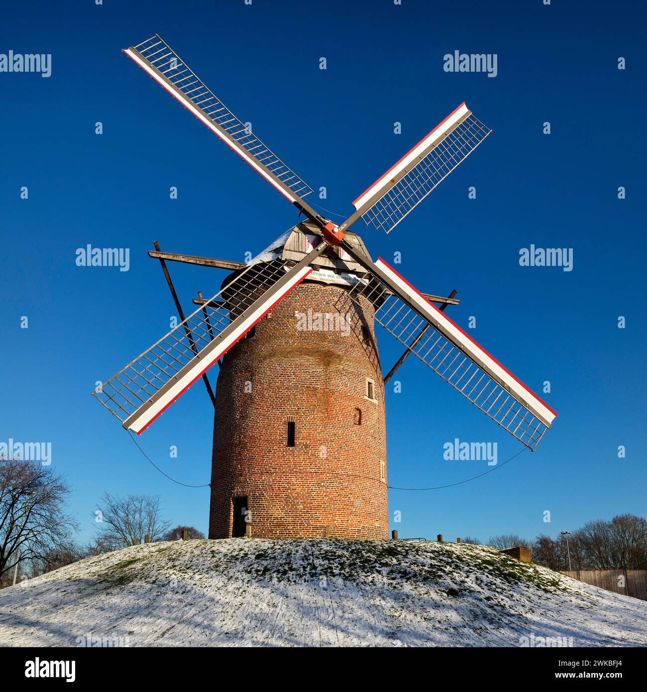 Mühle Geismühle im Winter, Deutschland, Nordrhein-Westfalen, Krefeld Stockfoto