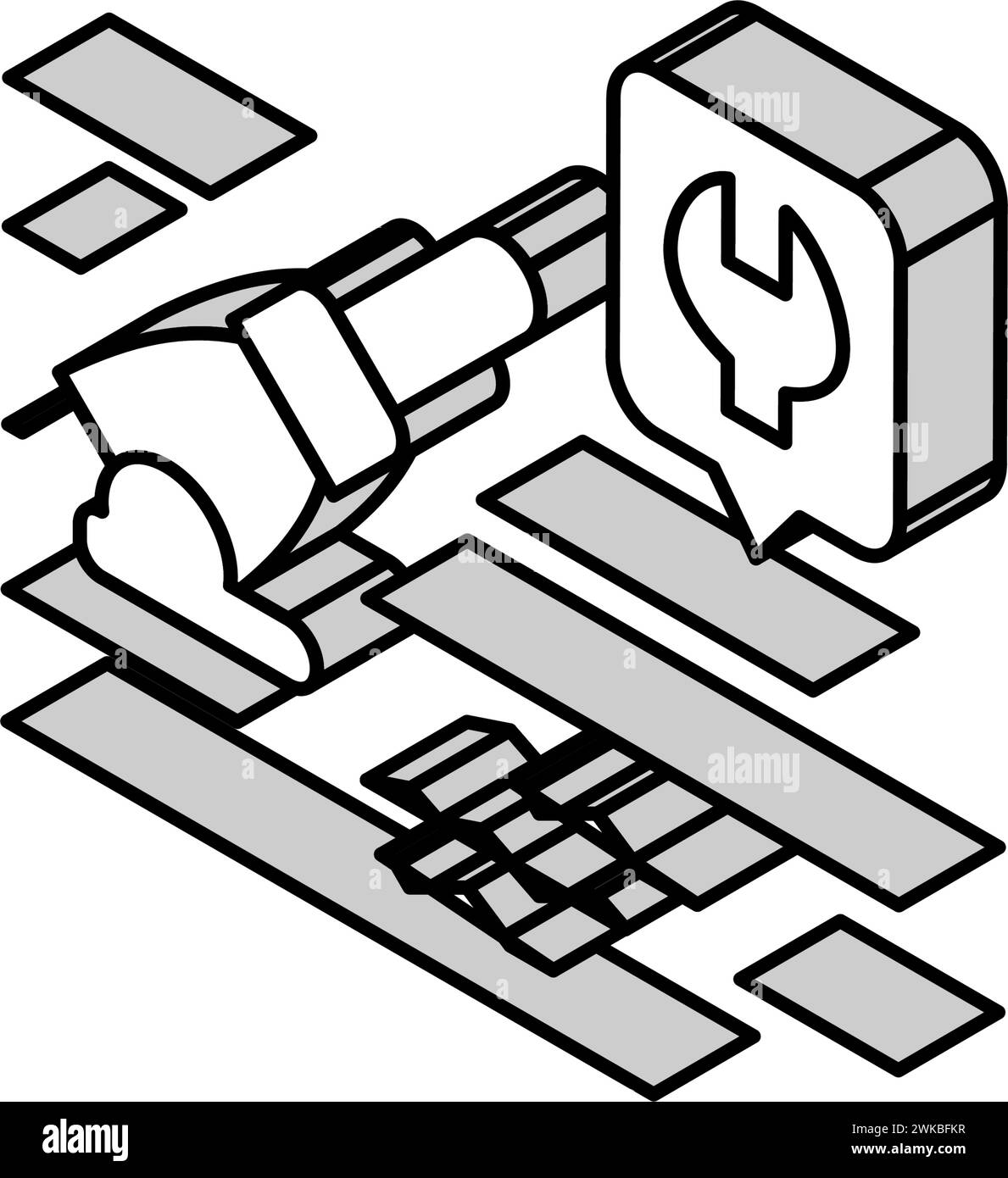 Holzboden Kratzer Reparatur isometrische Symbol Vektor Illustration Stock Vektor