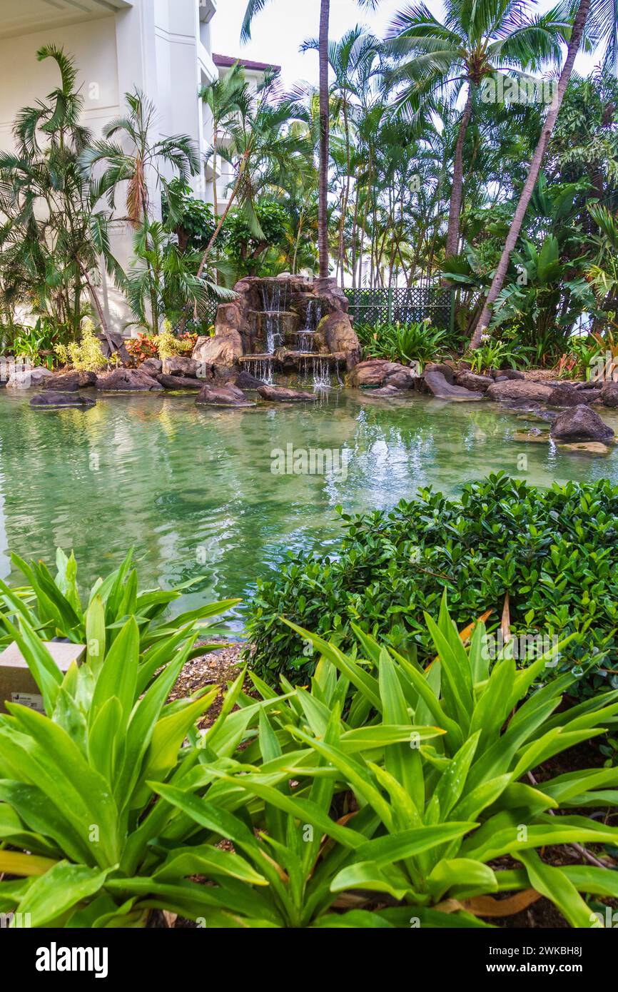 Tropische Lagune im JW Marriott Ihilani Resort auf Oahu auf Hawaii. Stockfoto