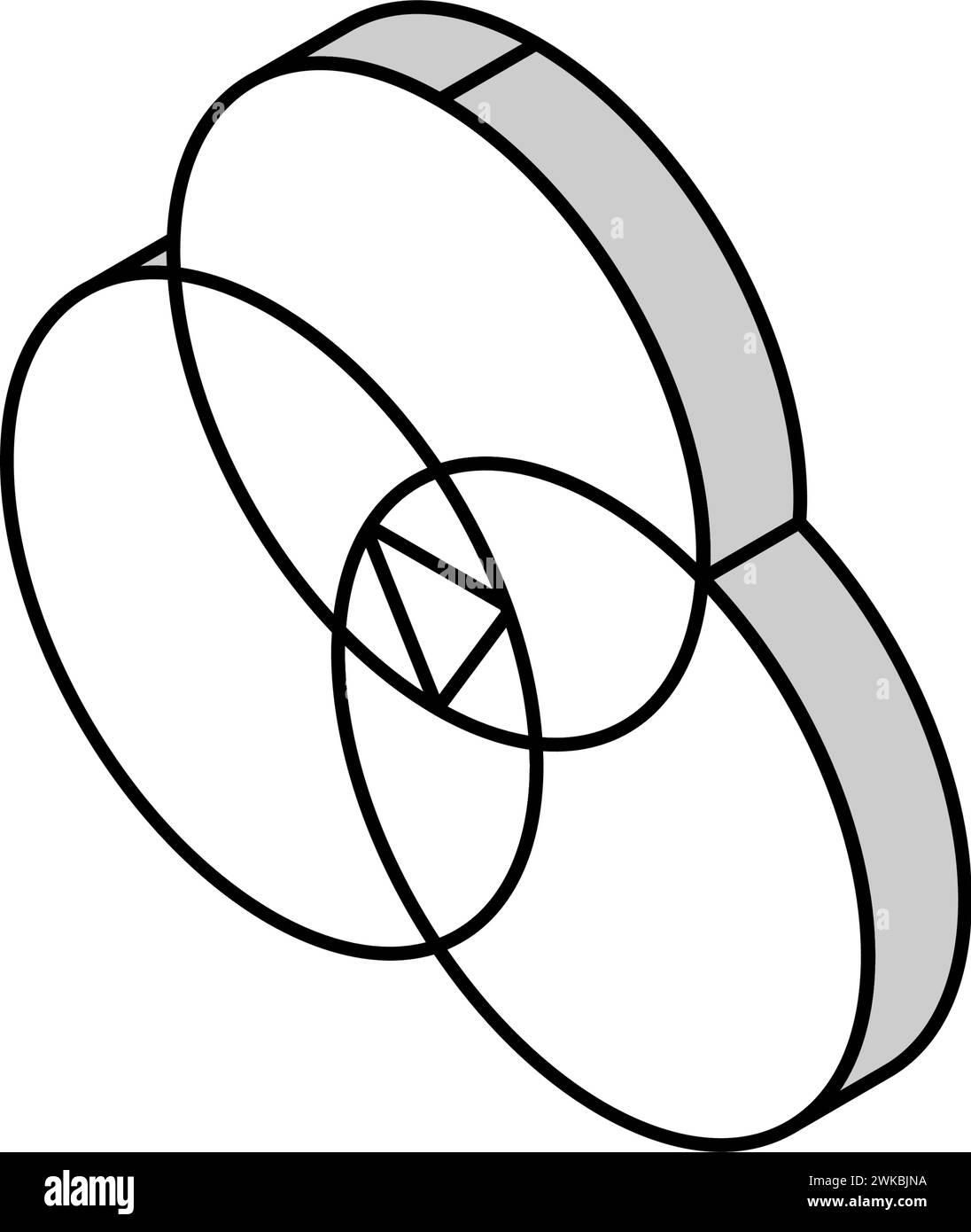 venn-Diagramm isometrische Symbolvektorgrafik Stock Vektor