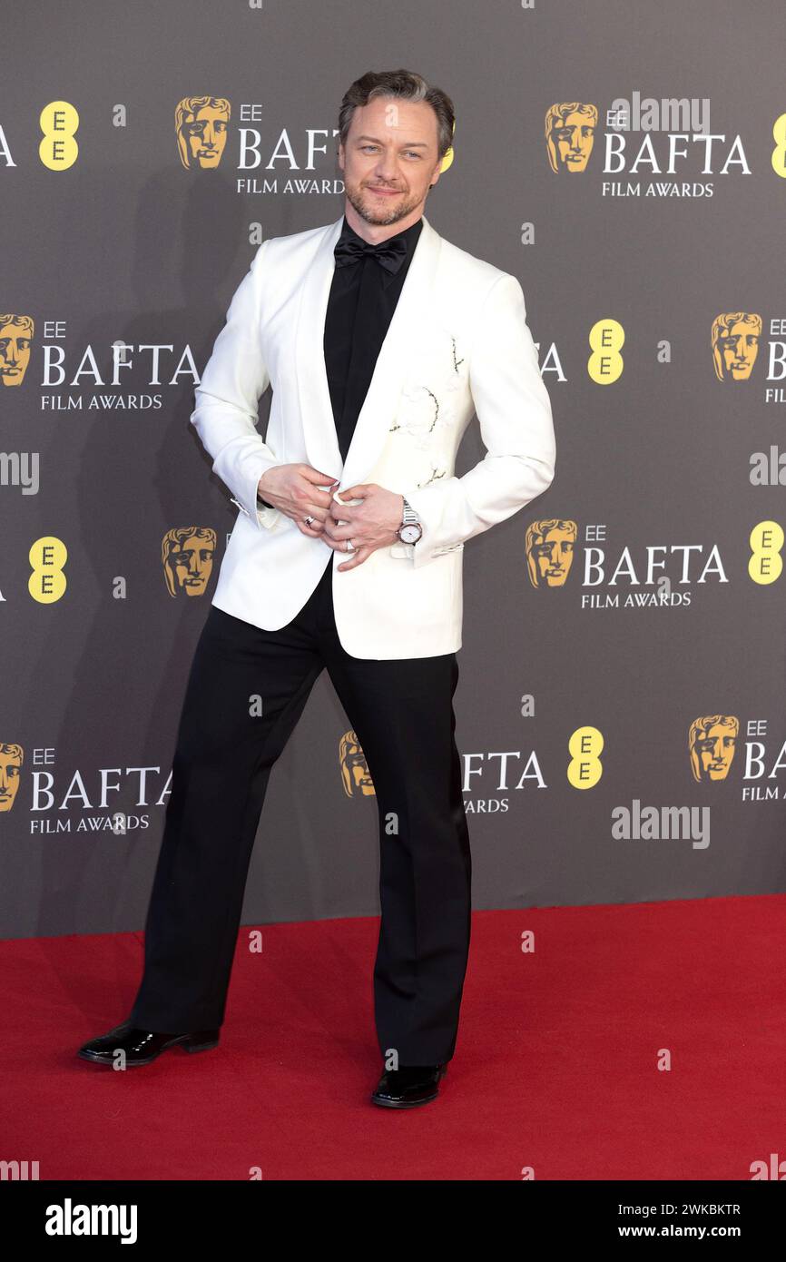 London, Großbritannien. Februar 2024. James McAvoy nimmt an den 77. EE BAFTA Film Awards, Arrivals, 2024 in der Royal Festival Hall in London Teil. Quelle: S.A.M./Alamy Live News Stockfoto