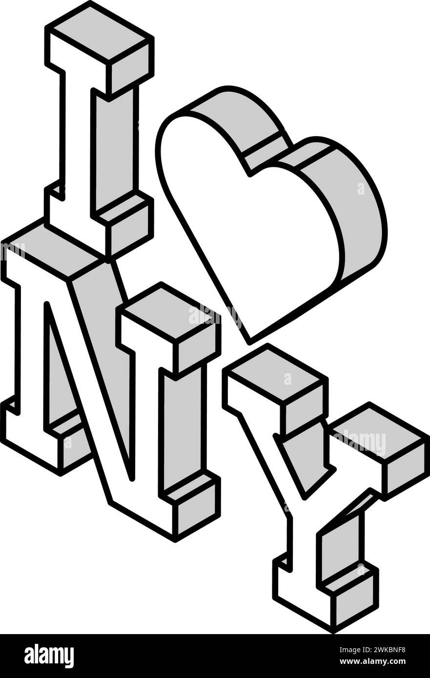 Ich liebe isometrische Ikonen-Vektor-Illustration von New york Stock Vektor