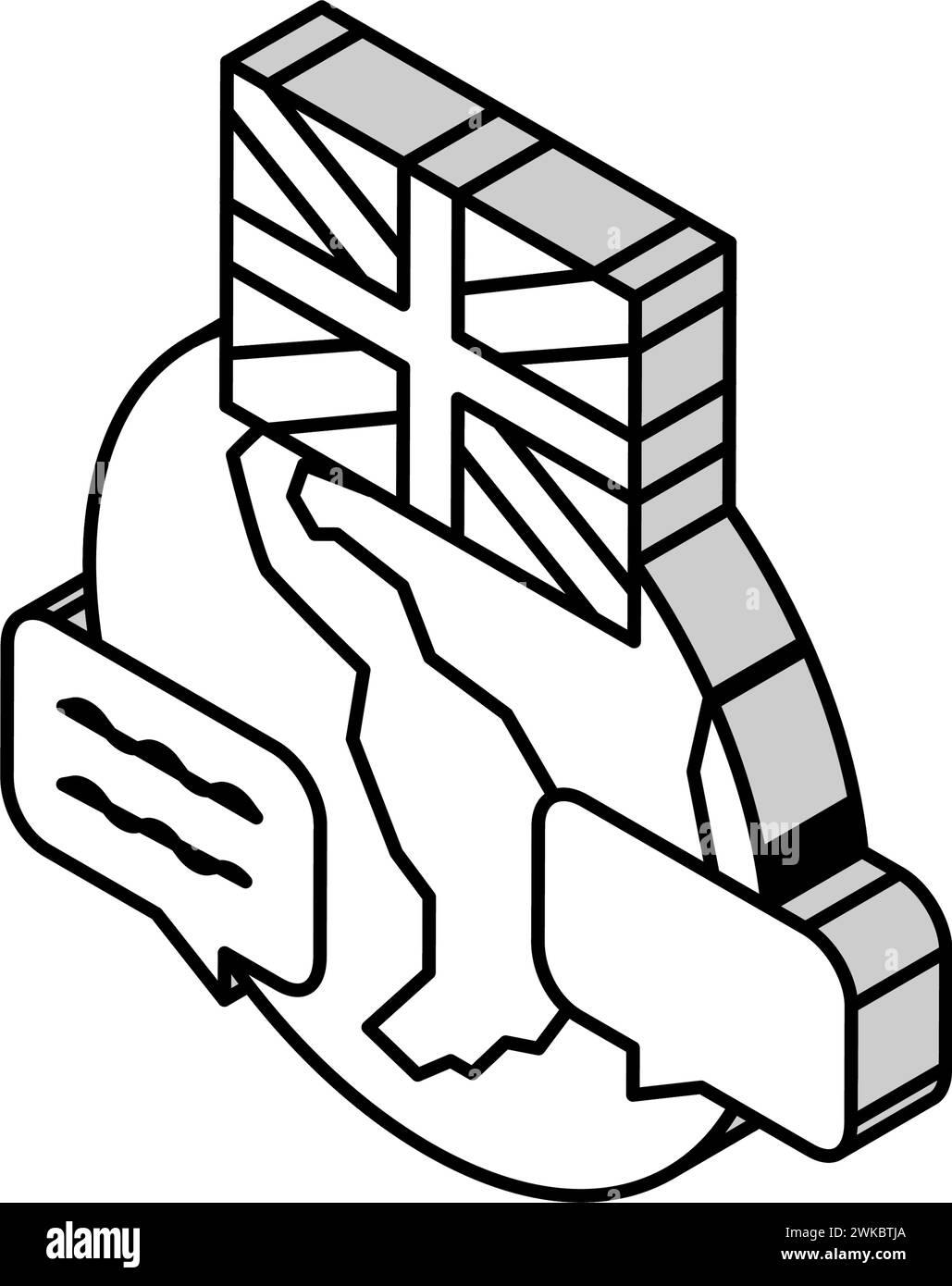 Sprache englisch isometrische Iconvektorgrafik Stock Vektor