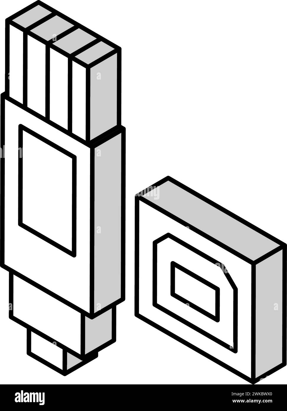 usb Typ b isometrische Symbolvektorgrafik Stock Vektor