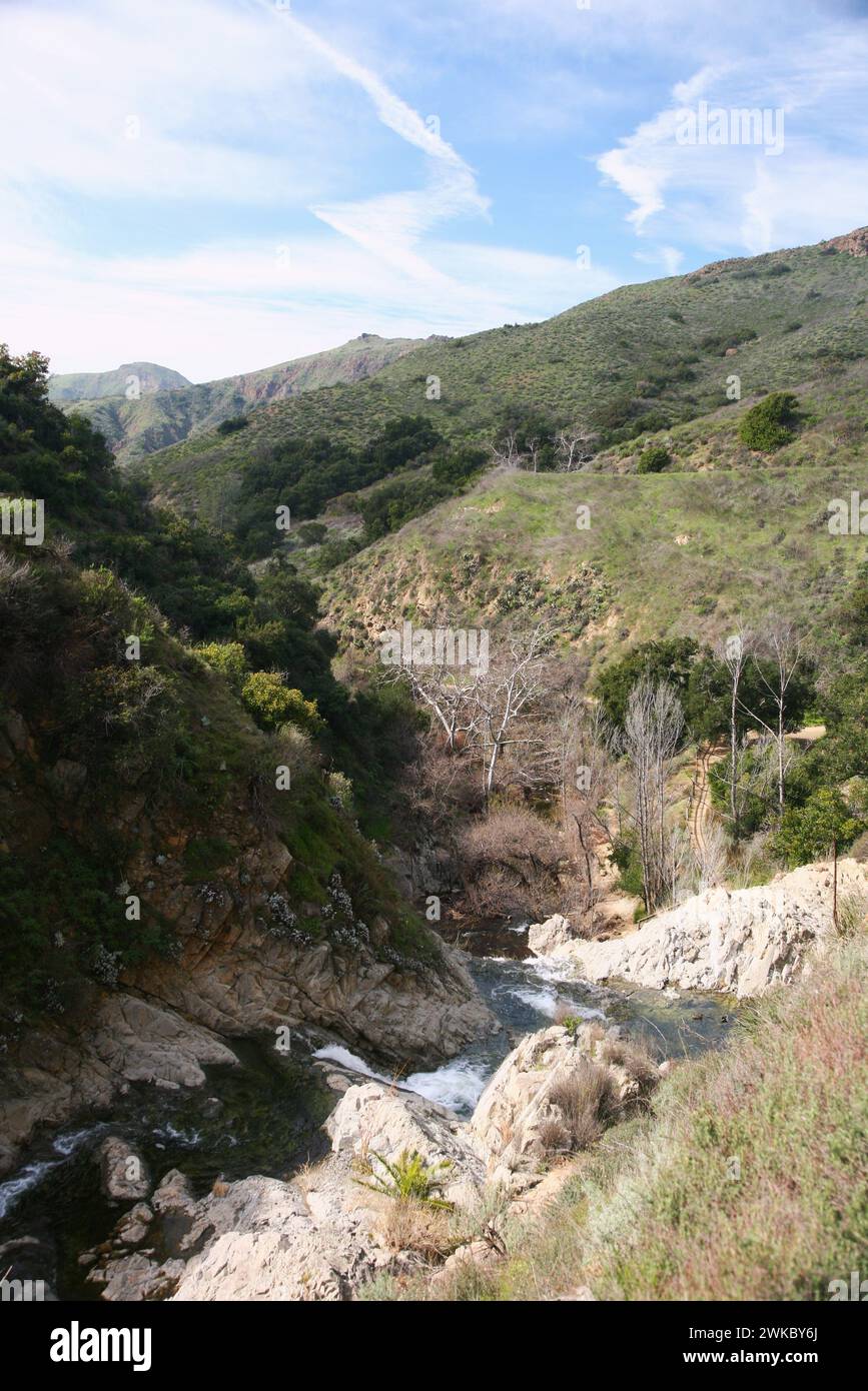 Wanderung zu den Paradise Falls in Thousand Oaks CA. Stockfoto