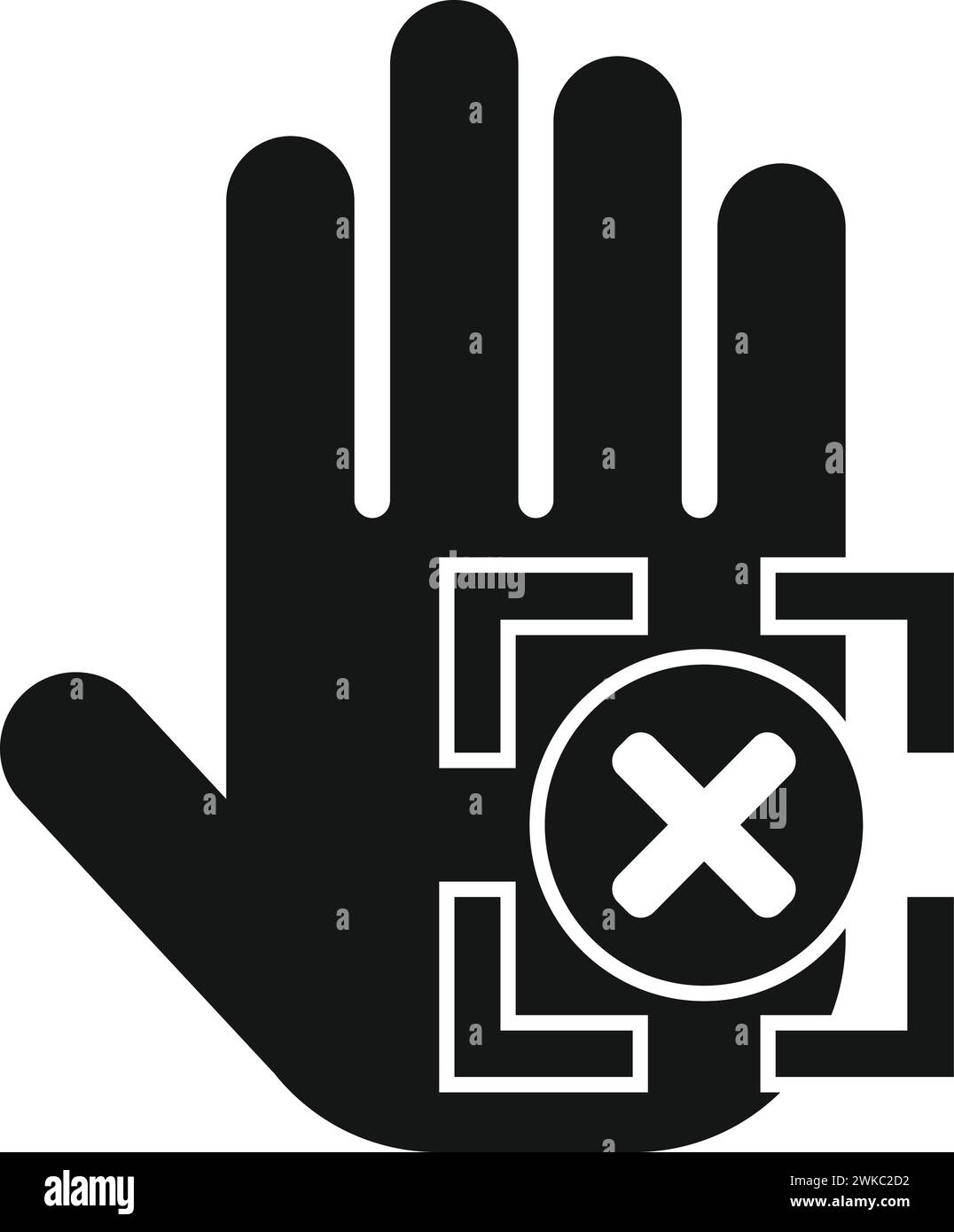 Symbol für abgelehntes Palm-Scannen einfacher Vektor. Sozialsystem. Signatur scannen Stock Vektor