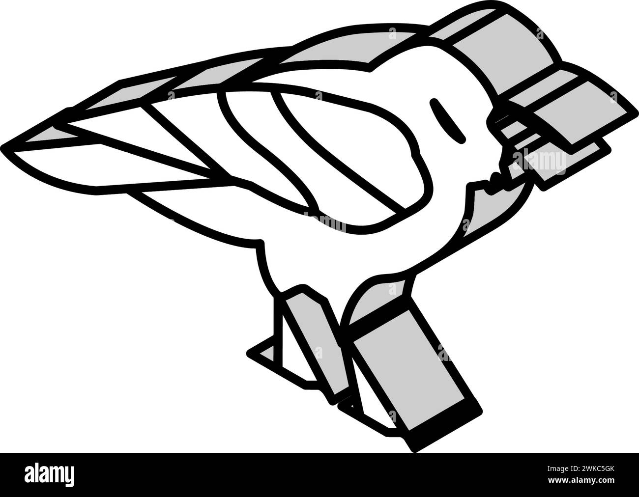 Isometrische Symboldarstellung des rabenvogels Stock Vektor