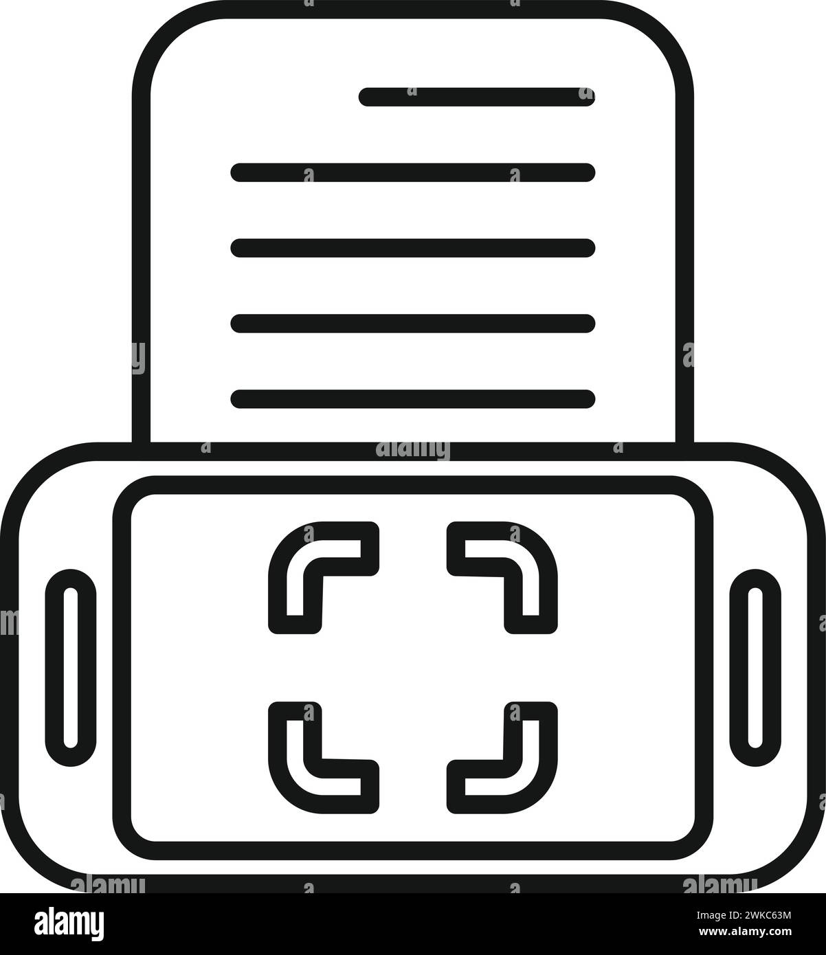 Online-Dokumentsymbol scannen Konturvektor. Datenprüfung. Identität genehmigen Stock Vektor