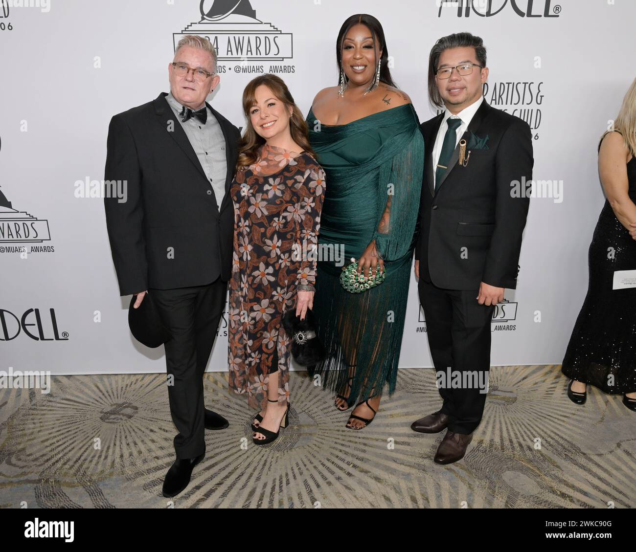 18. Februar 2024, Beverly Hills, Kalifornien, Vereinigte Staaten: Anthony Wilson, Jennifer Guerrero, Florence Witherspoon und Myo Lai nehmen an den 11. Jährlichen MUAHS Awards der MUAHS Awards Teil. (Credit Image: © Billy Bennight/ZUMA Press Wire) NUR REDAKTIONELLE VERWENDUNG! Nicht für kommerzielle ZWECKE! Stockfoto