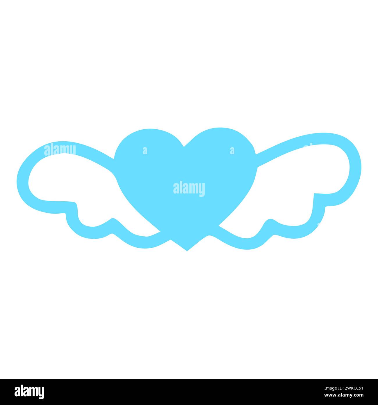 Blaues Herz Mit Linear Wings Symbol Stock Vektor