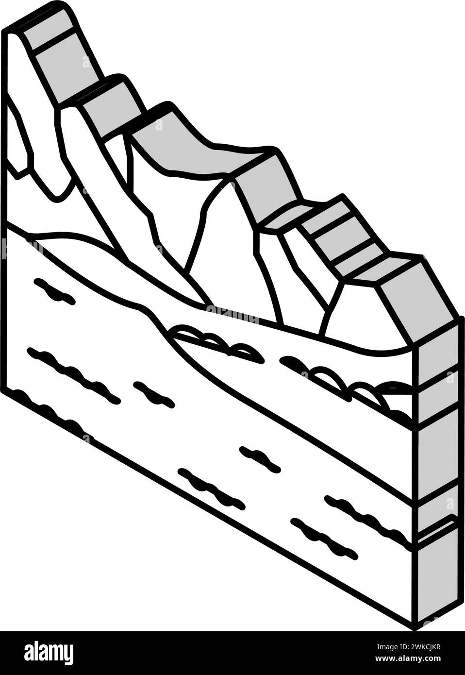 Isometrische Ikonen-Vektor-Illustration des banff-Nationalparks Stock Vektor