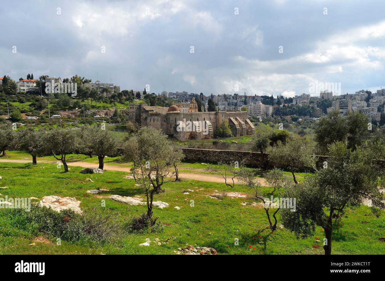 Ein malerischer Blick auf Jerusalems Kloster vom Heiligen Kreuz Stockfoto