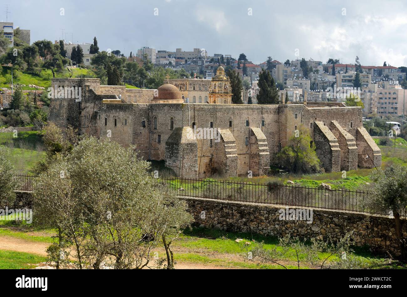 Ein malerischer Blick auf Jerusalems Kloster vom Heiligen Kreuz Stockfoto