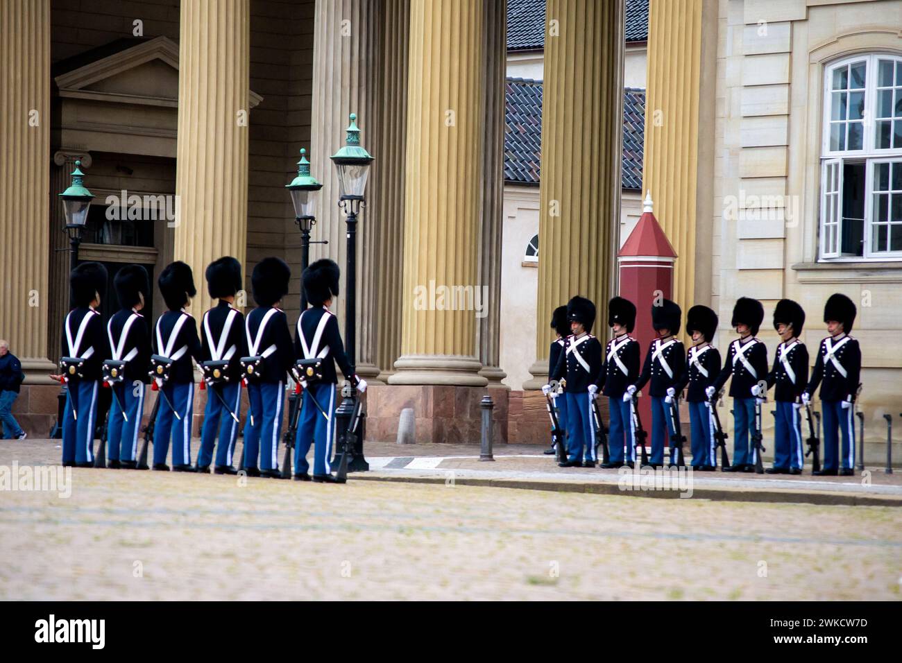 Die dänische Königliche Garde in Kopenhagen, Dänemark. Stockfoto