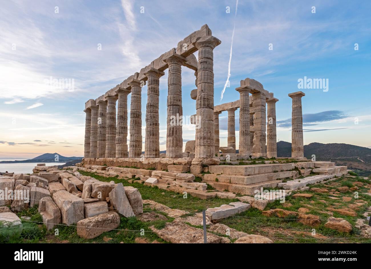 Der antike Tempel von Poseidon, Kap Sounion, Griechenland Stockfoto