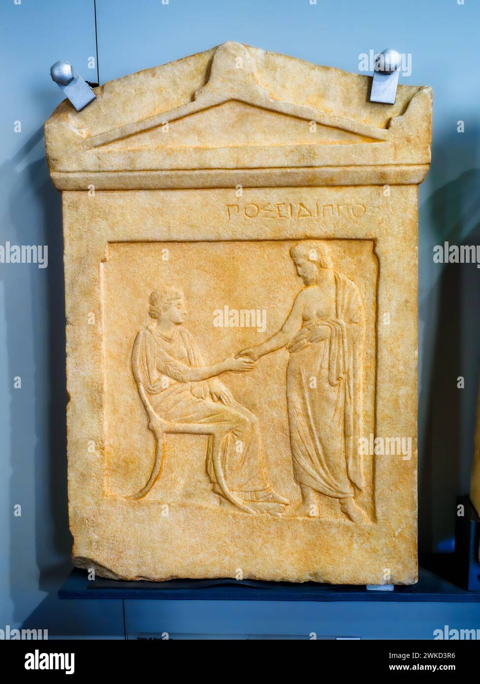 Stele von Posidippos - attisches Original aus dem späten 5. Oder frühen 4. Jahrhundert v. Chr., pentelismarmor aus Piräus - Museo di Scultura Antica Giovanni Barracco, Rom, Italien Stockfoto