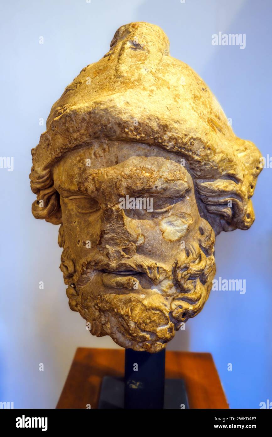 Marsoberhaupt - Ende 1. - Anfang 2. Jahrhundert n. Chr., Luni-Marmor - Museo di Scultura Antica Giovanni Barracco, Rom, Italien Stockfoto