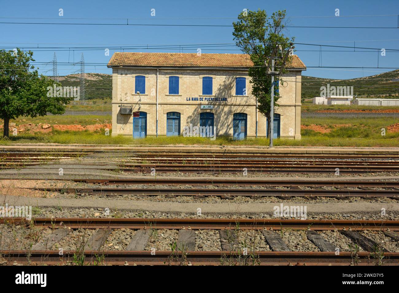 Eisenbahngeschichte. Alter Bahnhof von La Nava Stockfoto