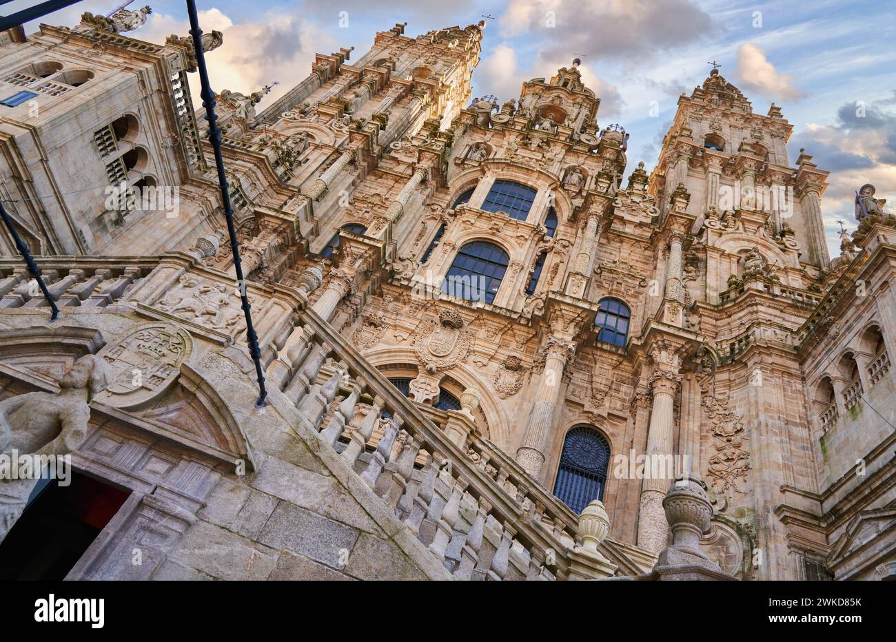 Kathedrale, Plaza del Obradoiro, Santiago de Compostela, Provinz Coruña, Galicien, Spanien. Das Plaza del Obradoiro befindet sich in Santiago de Compostel Stockfoto