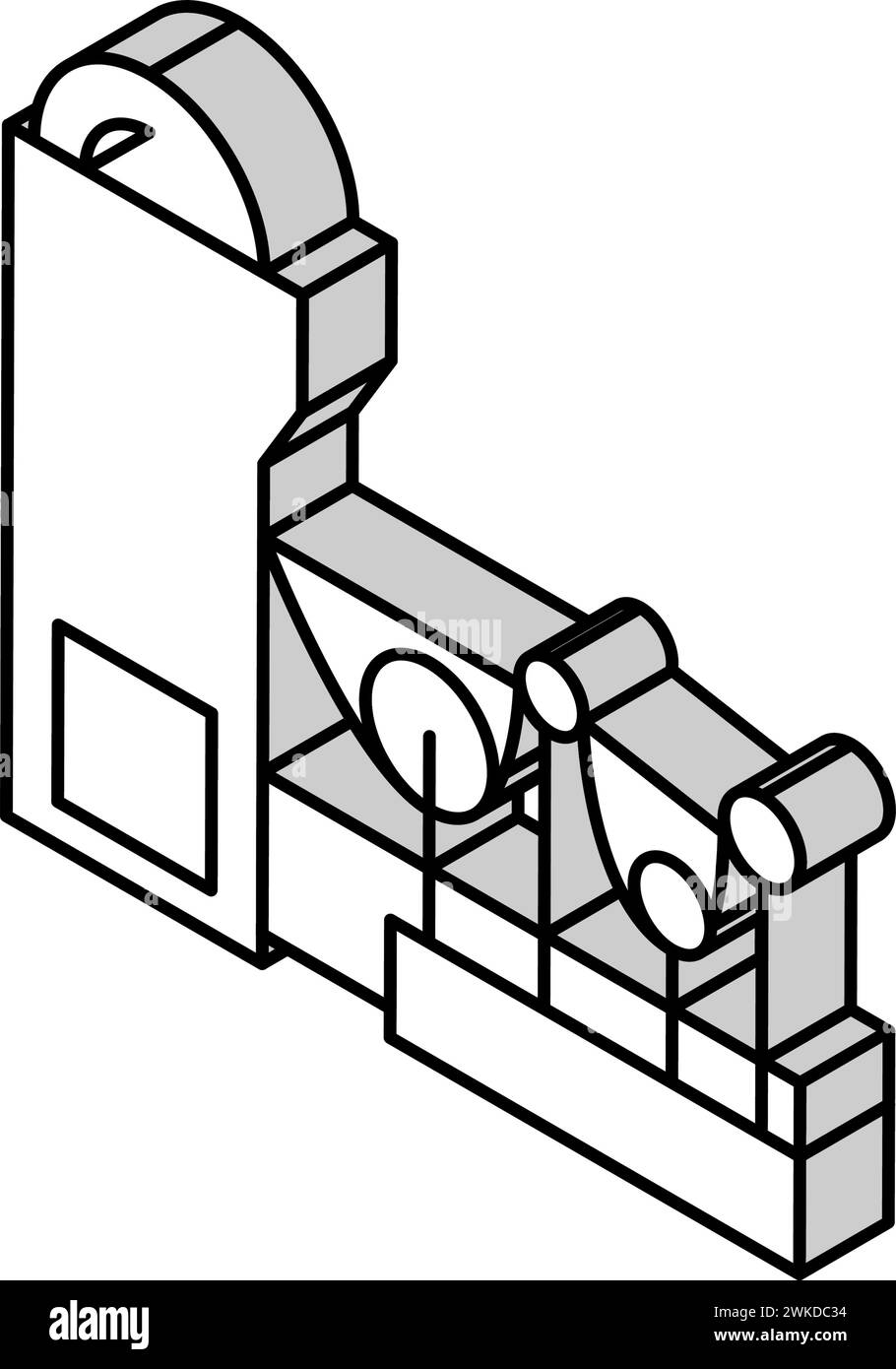 Papierherstellungssystem isometrische Symbolvektorillustration Stock Vektor