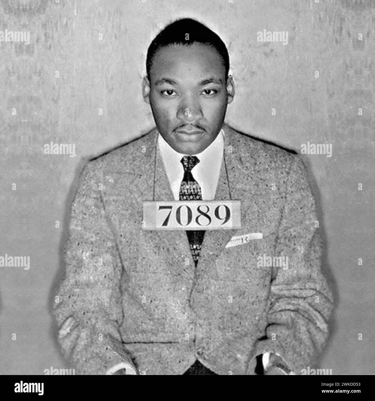 Martin Luther King Jr Mug Schuss - verhaftet während der Busboykotts von Montgomery, Alabama, USA, Februar 1956 Stockfoto