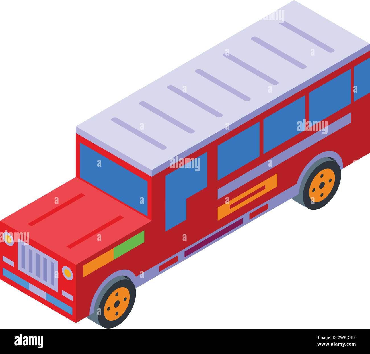 Isometrischer Vektor des Bus Jeepney-Symbols. Automobiltourismus. Öffentliche Verkehrsmittel Stock Vektor