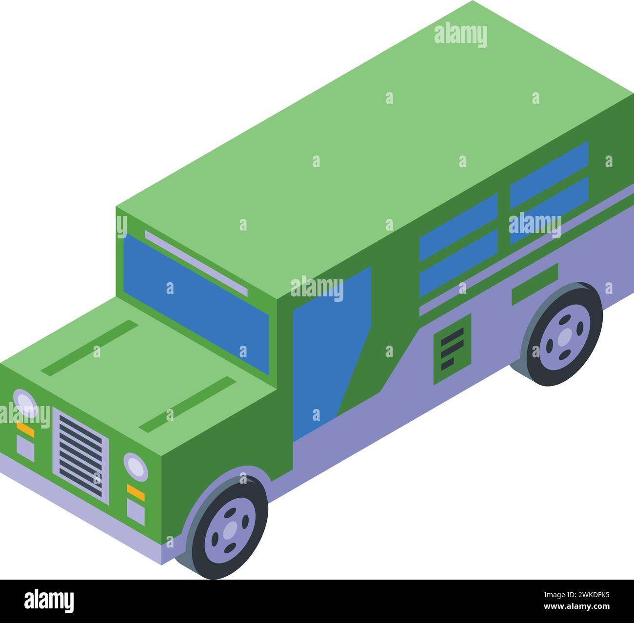 Isometrischer Vektor des grünen Jeepney-Symbols. Tourismusauto. Fahrzeugstraße Stock Vektor