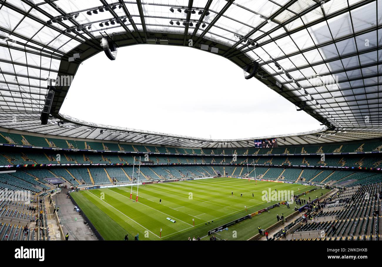 Aktenfoto vom 30-12-2023, Eine allgemeine Ansicht des Twickenham-Stadions. Die Rugby Football Union will 2027 mit der Renovierung von Twickenham beginnen, nachdem sie einen Vorschlag abgelehnt hatte, Wembley zum neuen Sitz des englischen Rugbys zu machen. Ausgabedatum: Dienstag, 20. Februar 2024. Stockfoto