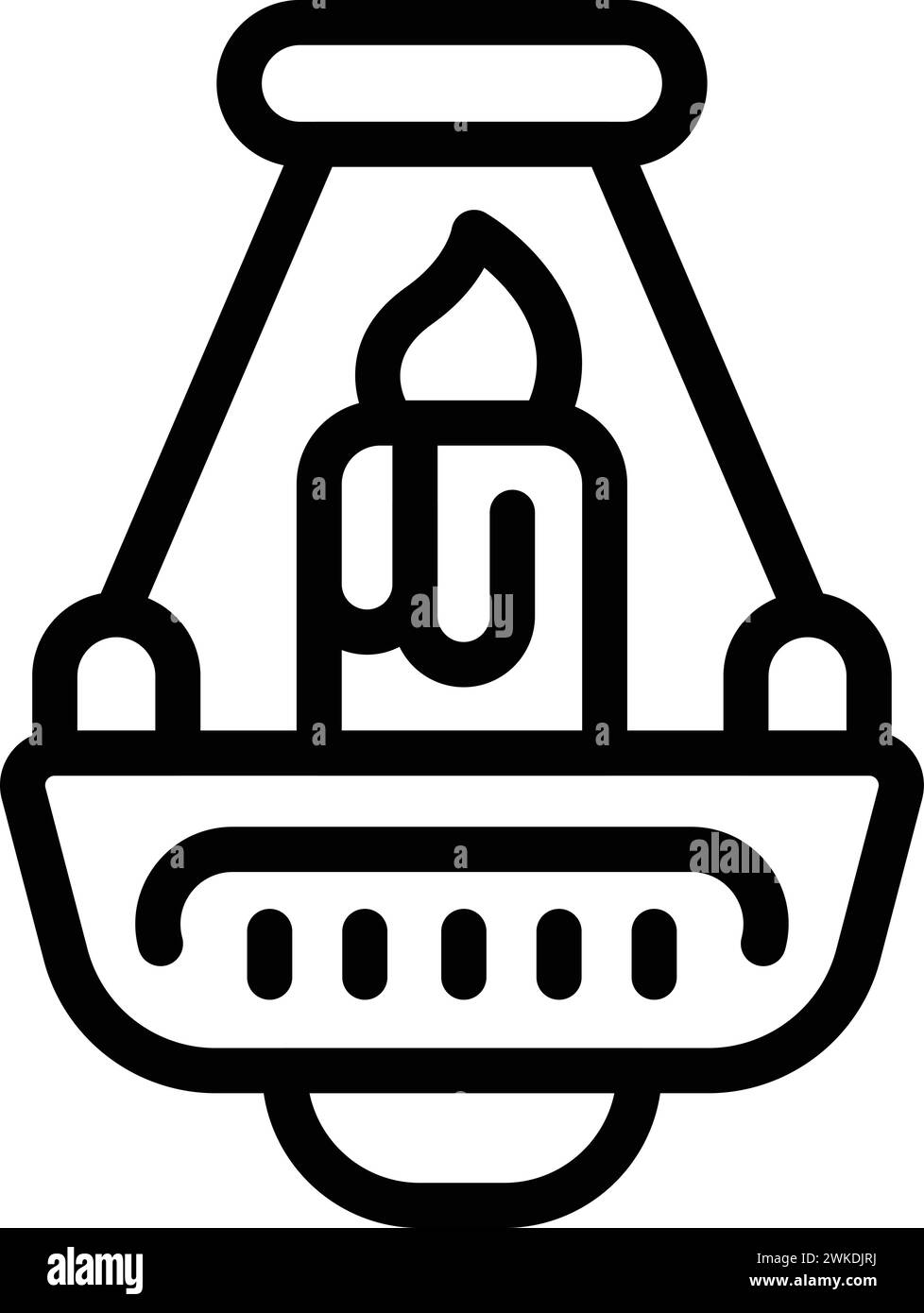 Brennende Kerze Ständer Symbol Kontur Vektor. Kulturverehrung. Dunkle spirituelle Heilige Stock Vektor