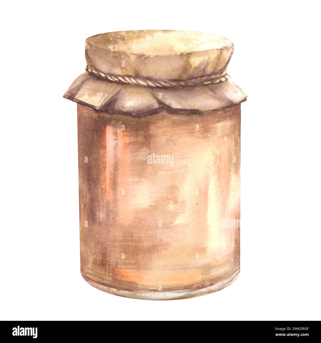 Aquarell-Feigen-Marmelade in einem Glasgefäß, frische ganze und geschnittene Feigen und Scheiben auf Aquarellspritzern Hintergrund. Handgezeichnete Illustration Fruchtgelee und Stockfoto