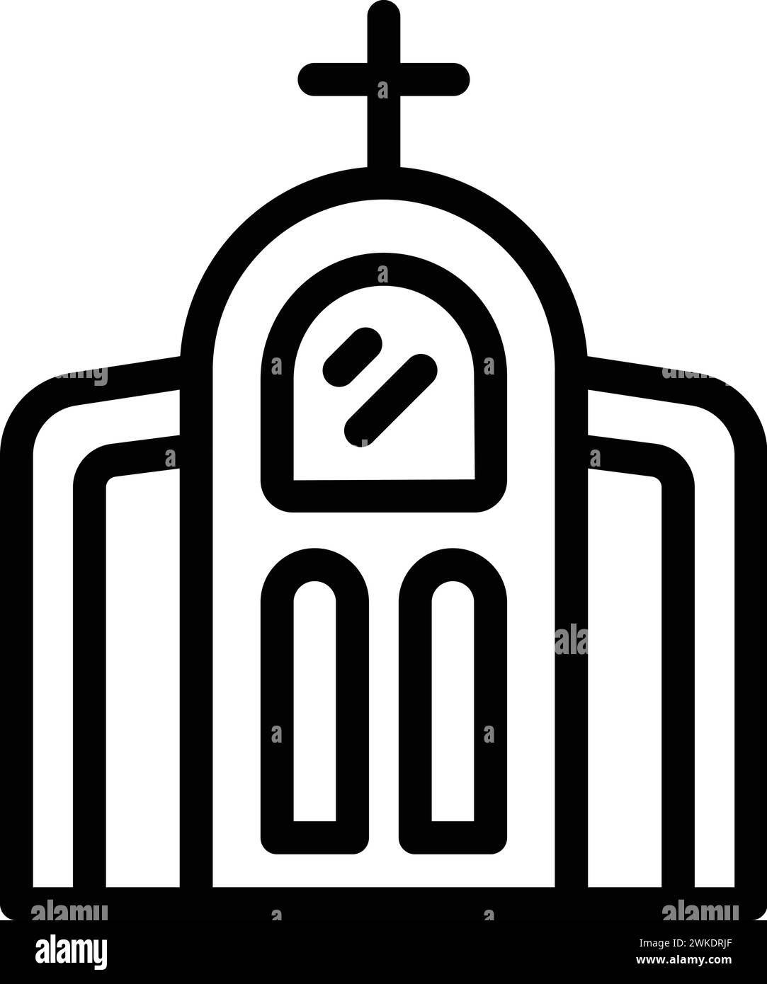 Katholische Kirche Ikonen Umrissvektor. Massenaufbau von Menschen. Ritueller glaube Stock Vektor