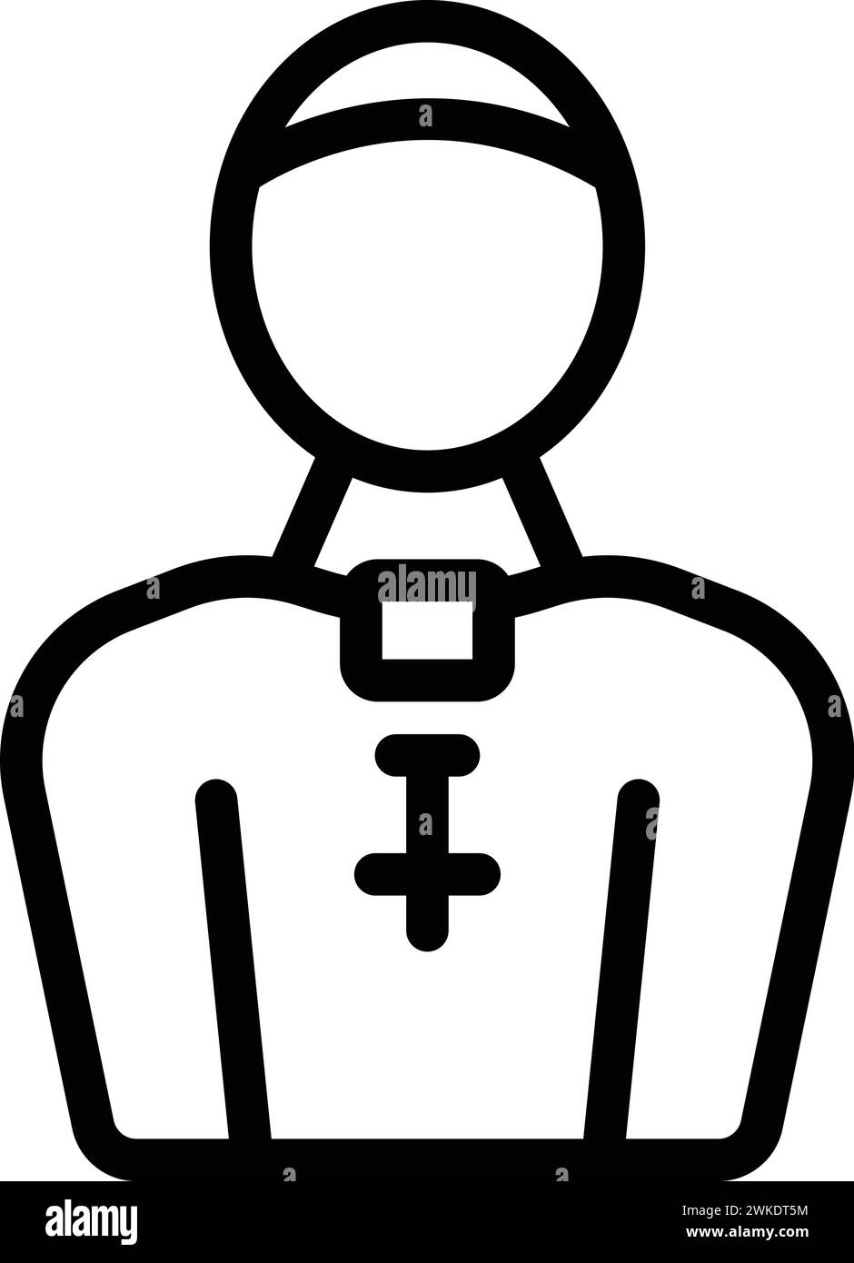 Konturvektor des Symbols für die Bibel für Erwachsene. Massepriester-Charakter. Religionskultur Stock Vektor