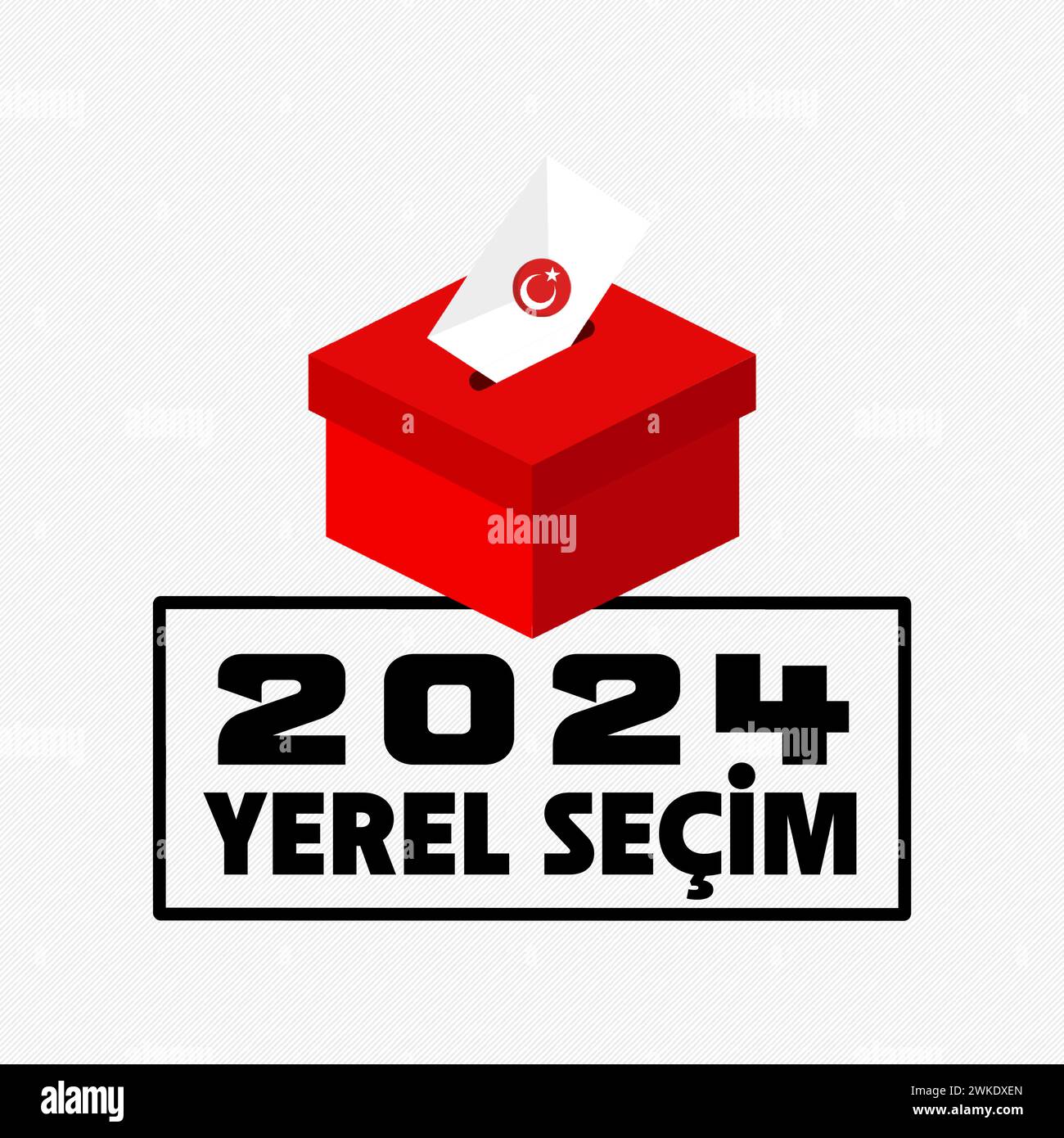 Türkische Lokalwahlen: Türkiye Yerel secimi kampanyası in türkischer Sprache. Kommunalwahlen, Turkiye 2024 Stock Vektor