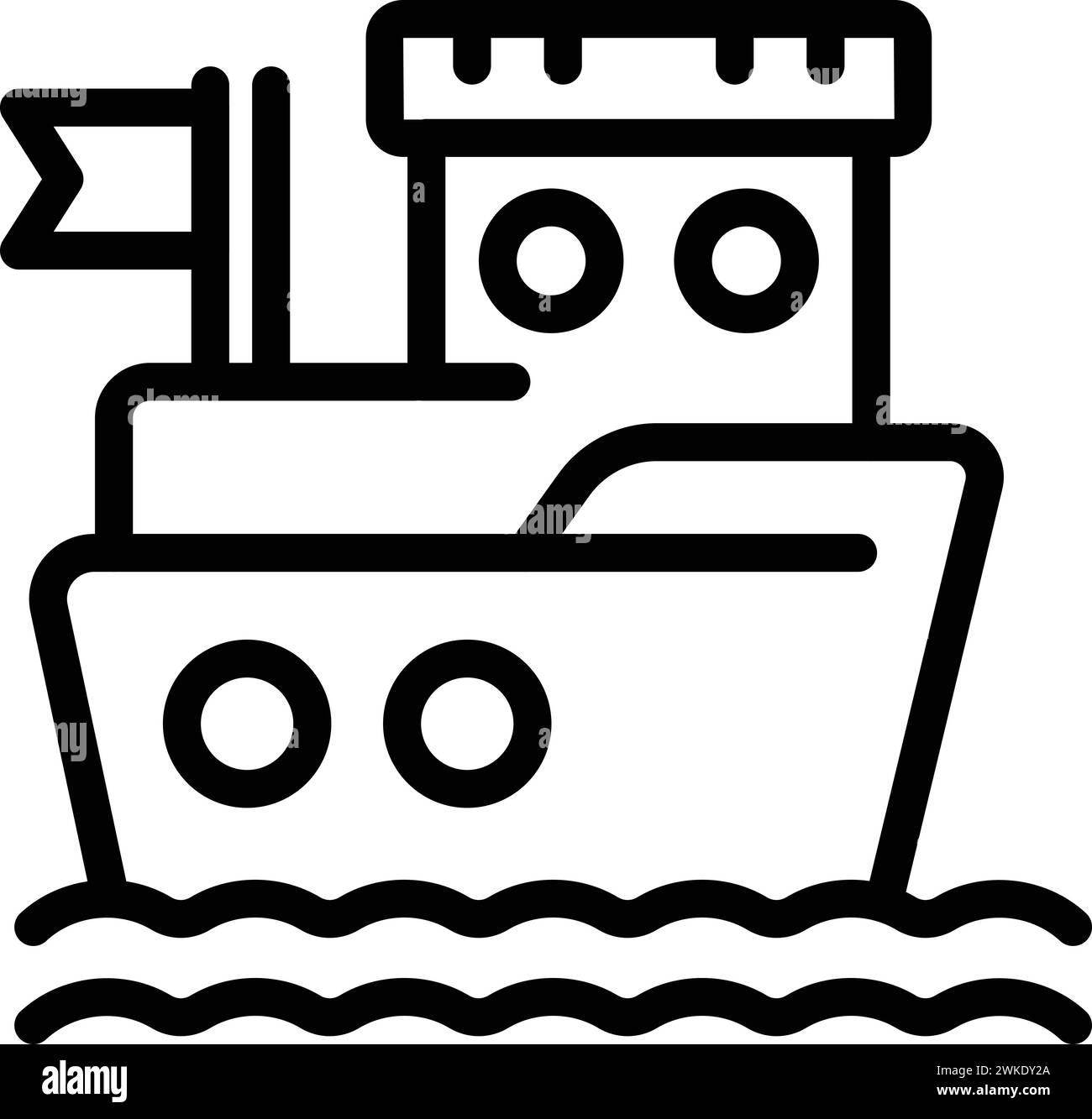 Modellvektor für Symbol „Versandversicherung“. Versenkte Verbrennung. Schiff Einzelperson Stock Vektor