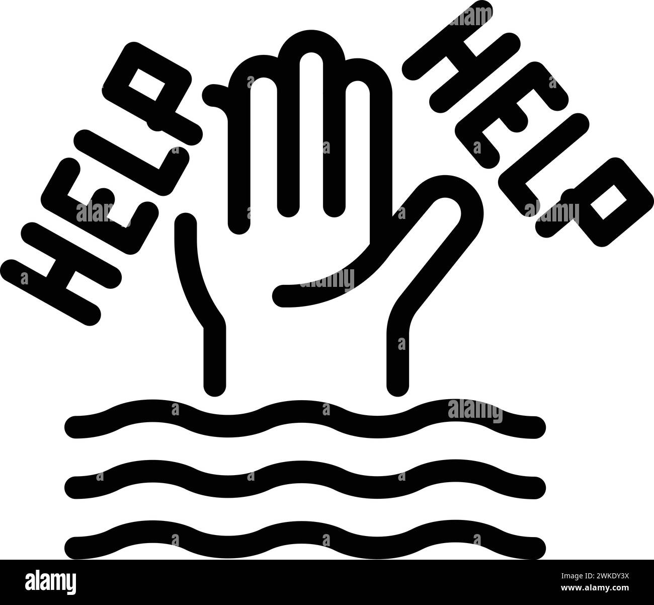 Helfen Sie Menschen, Marinesymbol-Kontur Vektor. Ozeanische Versicherung. Schiffswrack Stock Vektor