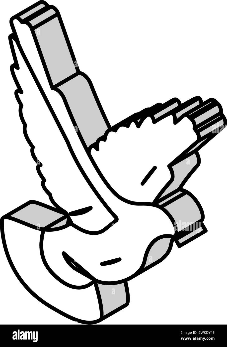 Isometrische Symboldarstellung der fliegenden Taube Stock Vektor