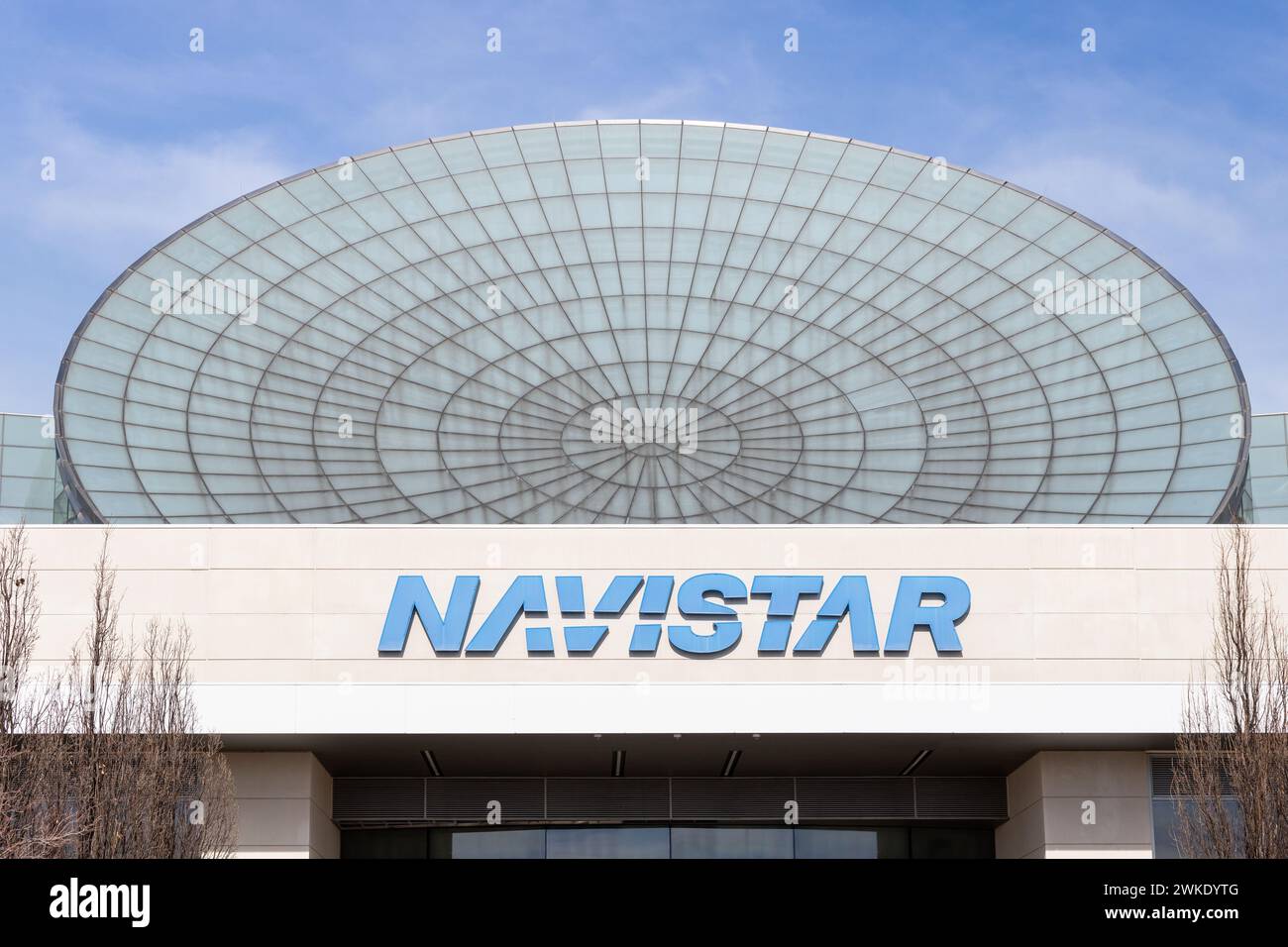 Navistar ist ein US-amerikanisches Unternehmen und Eigentümer von Lkws und Motoren der Marke International und produziert Busse unter der Marke IC Bus. Stockfoto