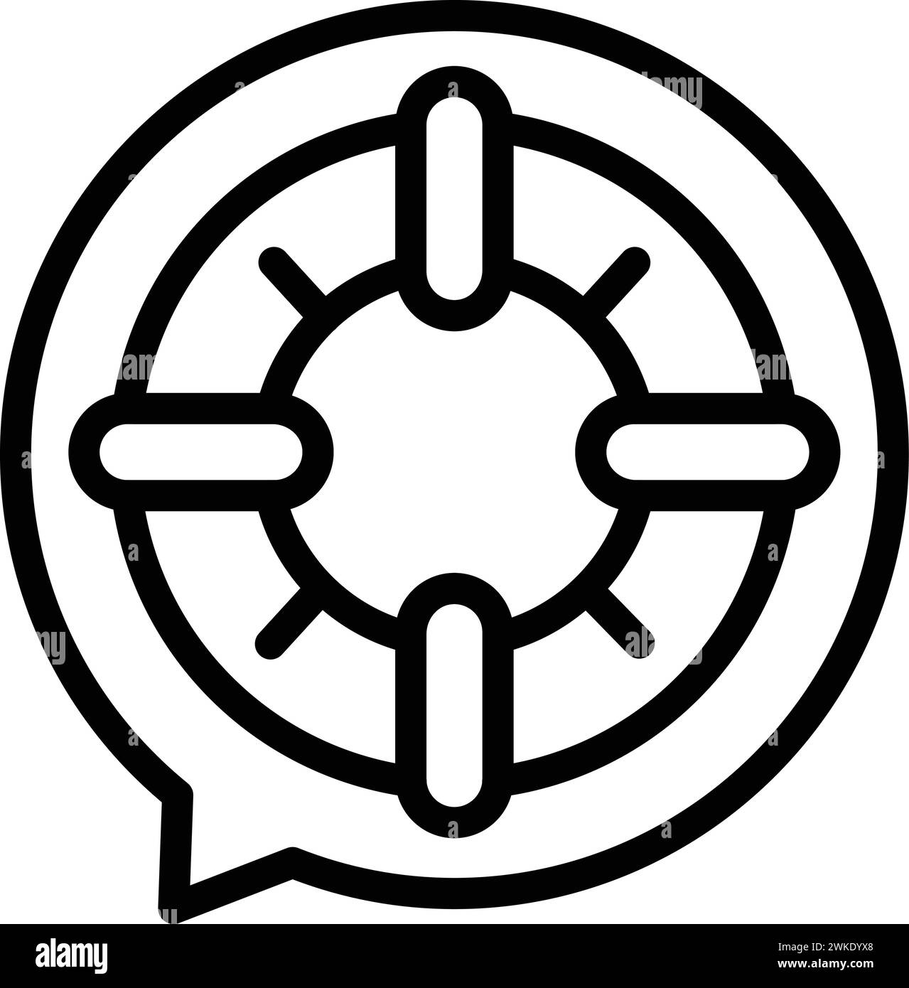 Hilfe-Symbol für Kreuzfahrt-Katastrophenhilfe Vektor. Ozeanisches Wrack. Piraten sinken Stock Vektor