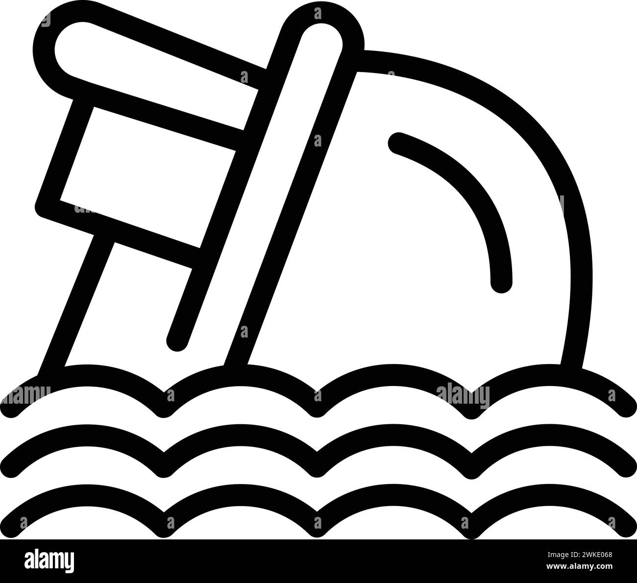 Ozeanschiff-Wrack-Icon-Umrissvektor. Seekatastrophe. Versenkte Versicherung Stock Vektor