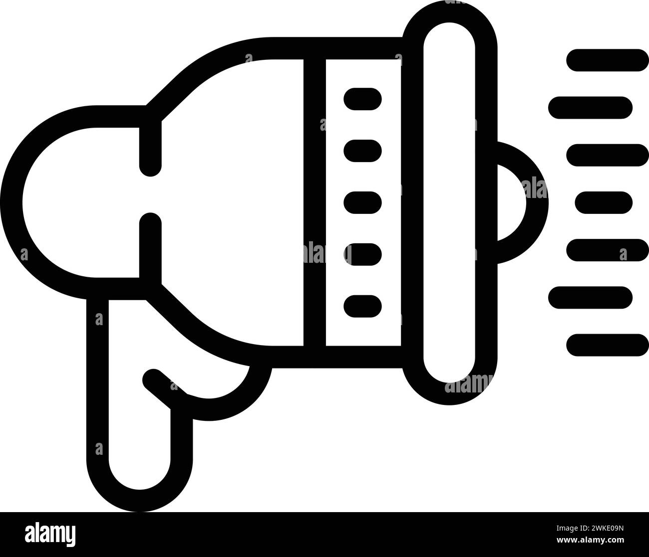 Helfen Sie Menschen Megaphon-Symbol Umrissvektor. Rettungsboot verschicken. Schifffahrtsschiff Stock Vektor