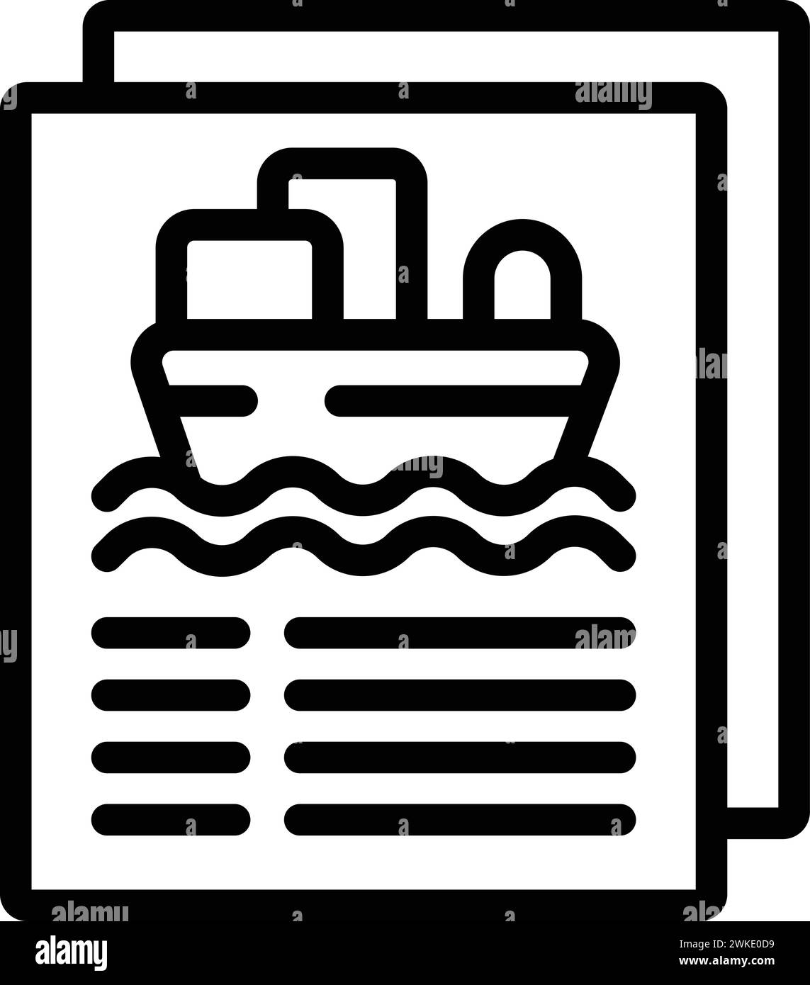 Vektor des Symbols für das Schiffbruch-Dokument. Seeversicherung. Brennendes Überleben Stock Vektor