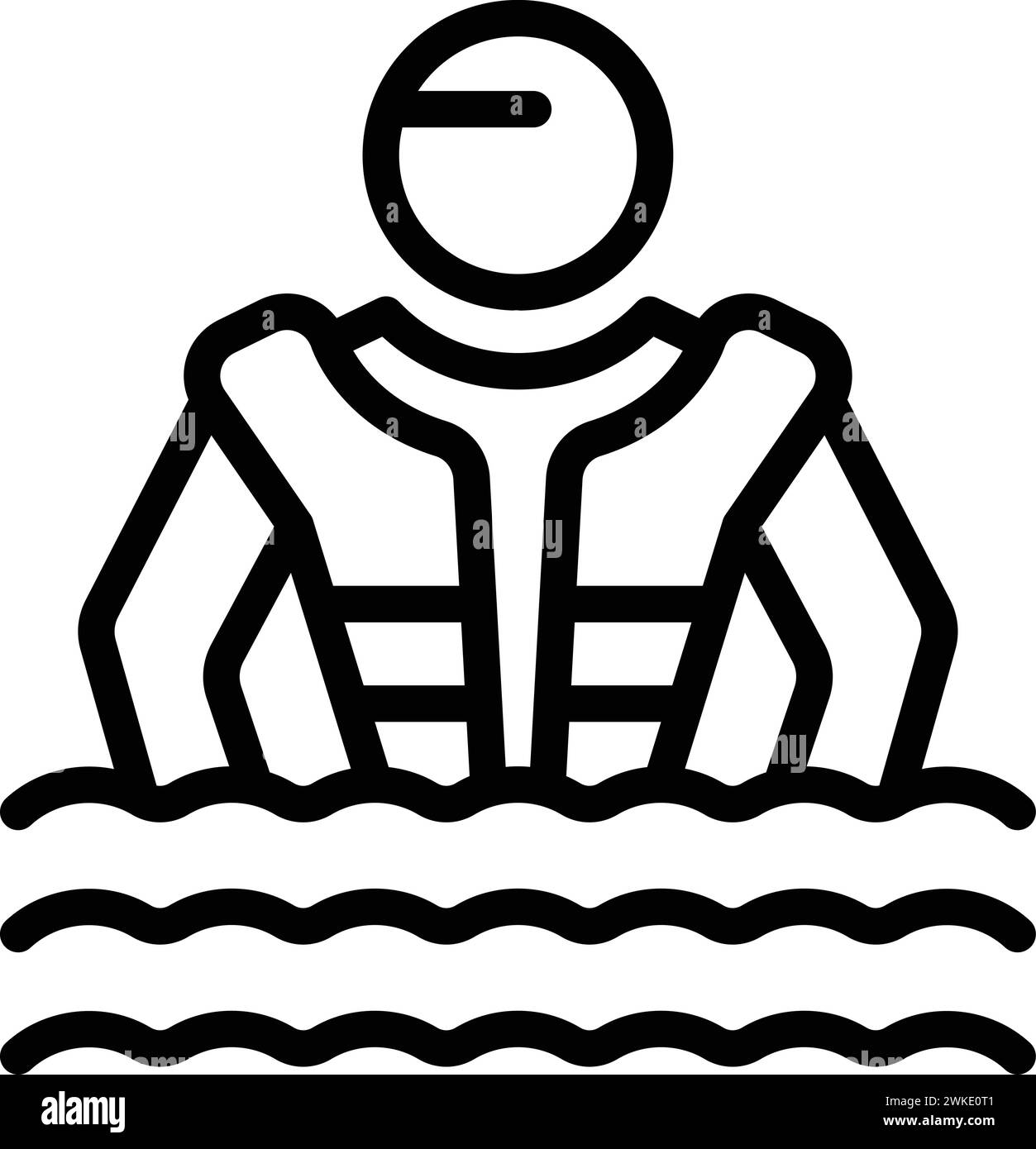 Speichern Sie die Person im Ozean Symbol Kontur Vektor. Ozeanwrack. Piraten sinken Stock Vektor