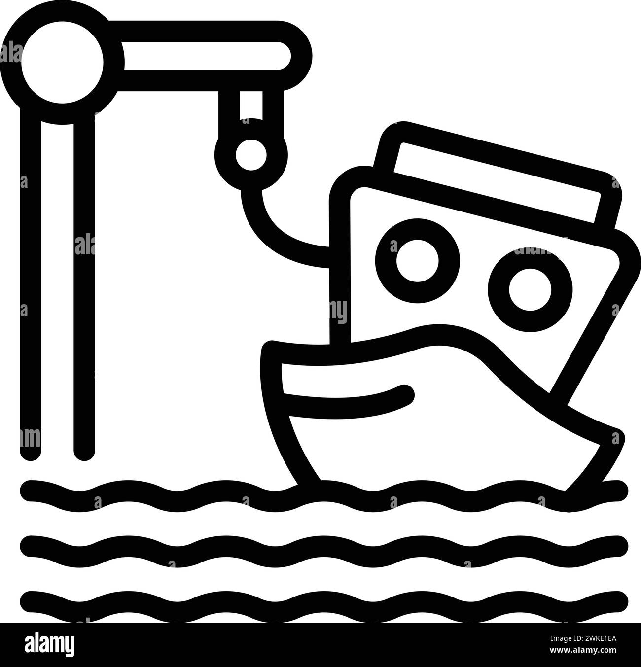 Vektor des Symbols Schiffbruch. Seeversicherung. Rettungsboot-Wrack Stock Vektor