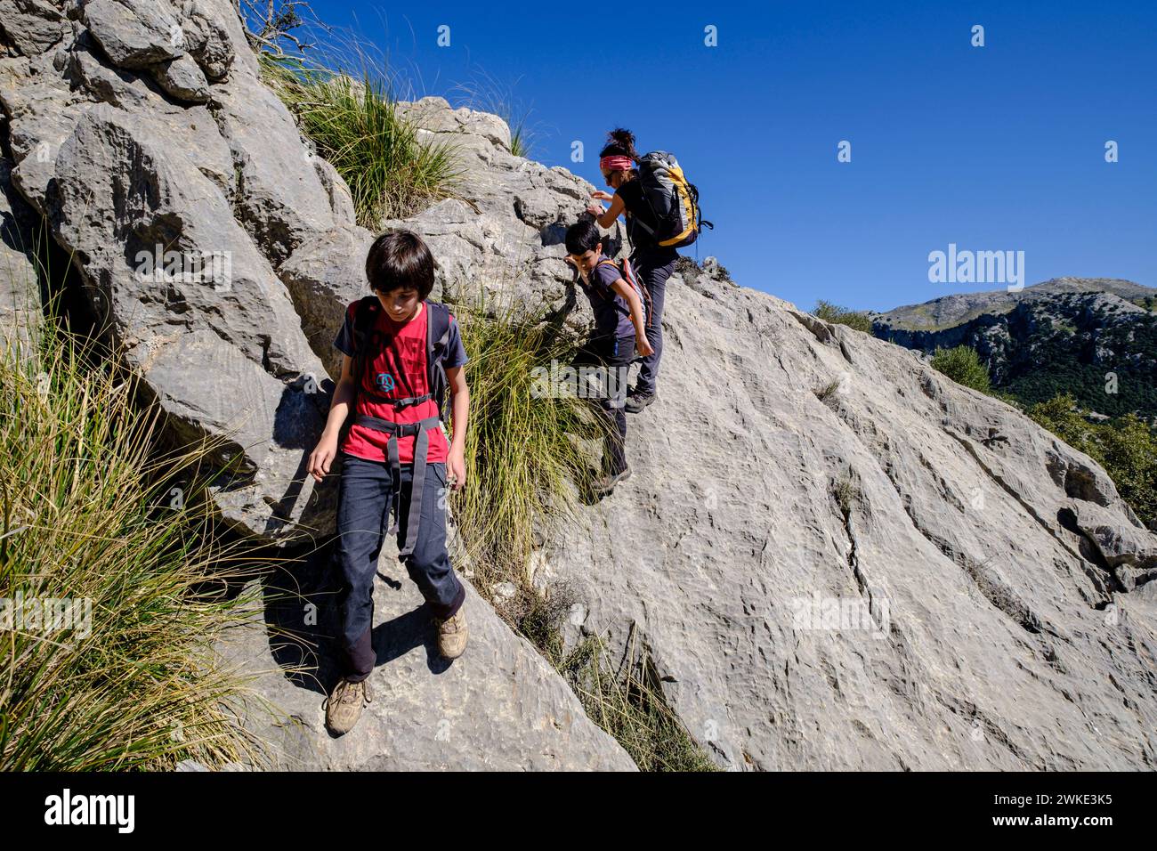 Cresta del Puig de Ses Vinyes, Escorca, Mallorca, Balearen, Spanien. Stockfoto