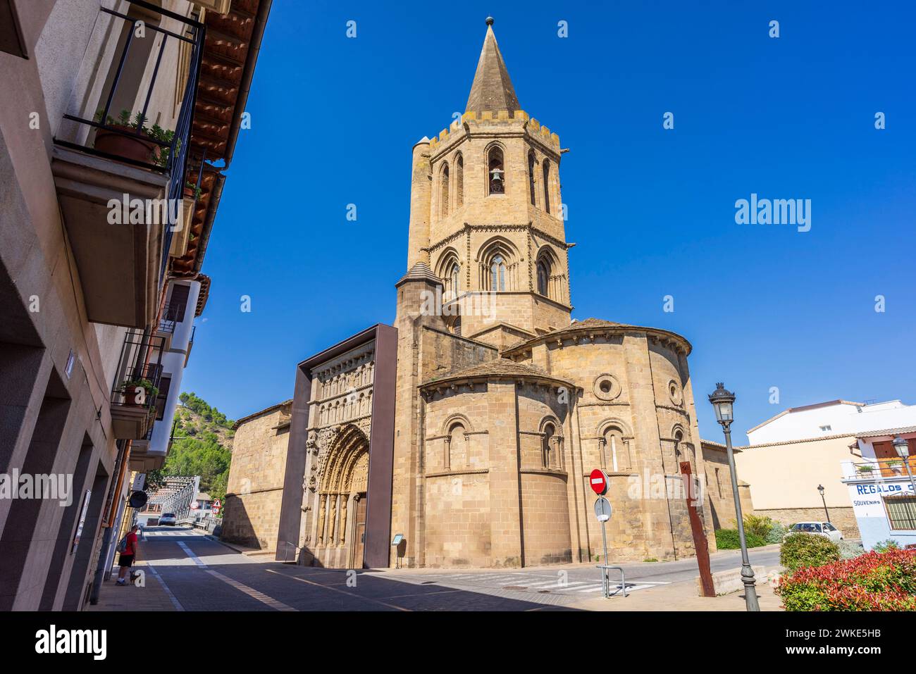 Romanische Kirche Santa María la Real, Sangüesa, Navarra, Spanien. Stockfoto