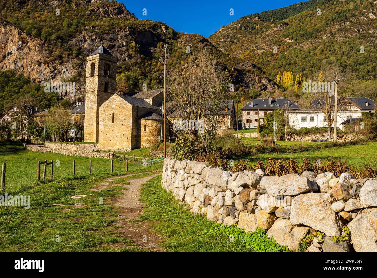 Sant Feliu de Barruera , Bohí-Tal (La Vall de Boí) Katalanische Region Alta Ribagorza, Provinz Lérida, Spanien. Stockfoto