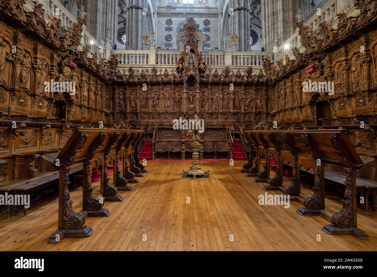 Coro, Catedral de la Asunción de la Virgen, Salamanca, Comunidad Autónoma de Castilla y León, Spanien. Stockfoto