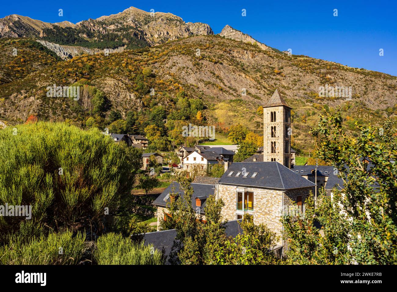 Erill la Vall, Bohí-Tal (La Vall de Boí) Katalanische Region Alta Ribagorza, Provinz Lérida, Spanien. Stockfoto